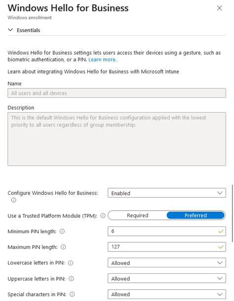 windows hello for business prerequisites